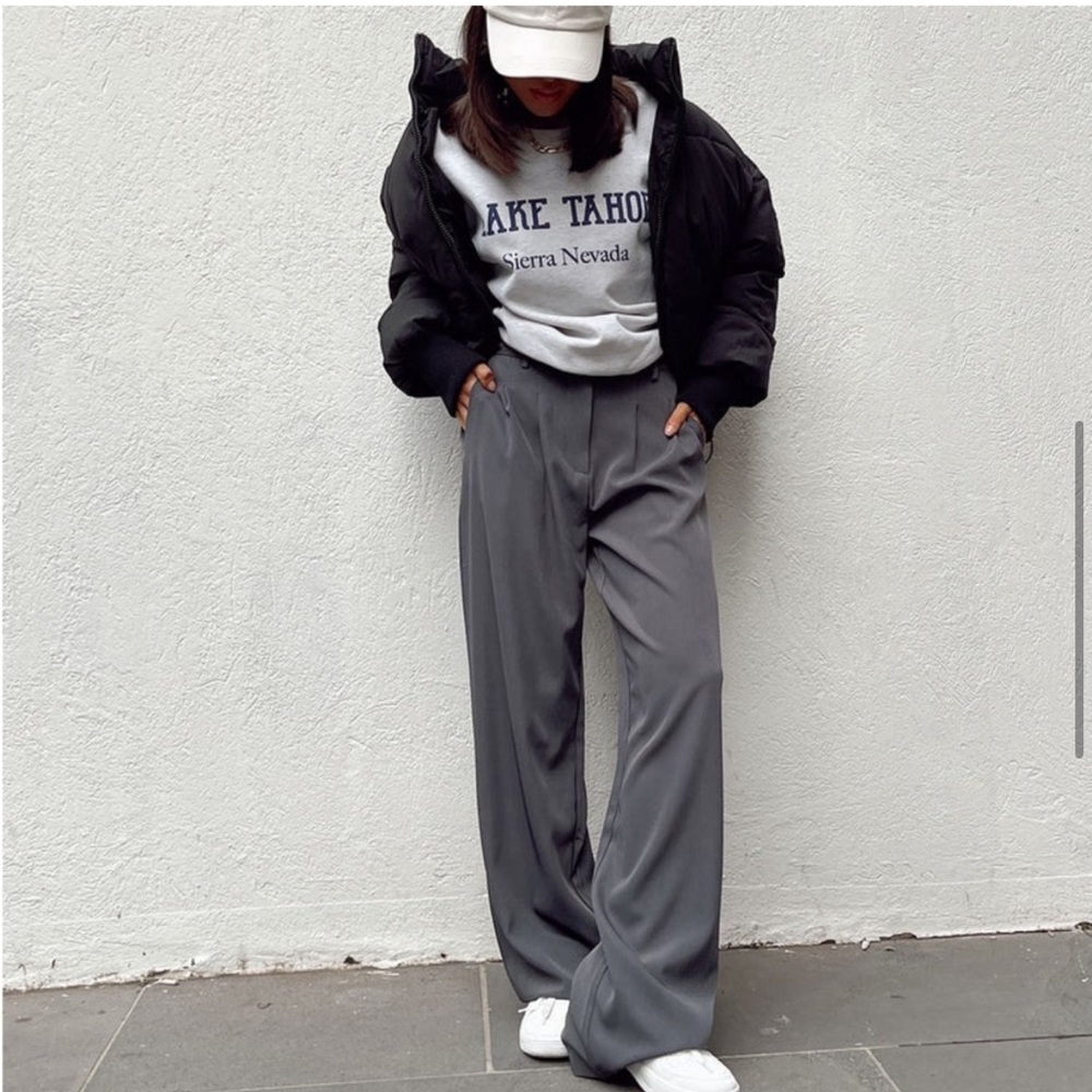 Princess Polly archer pants Wide-Leg Pleated Trousers - slate